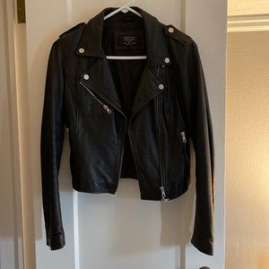Zara Black Leather Jacket Size Small